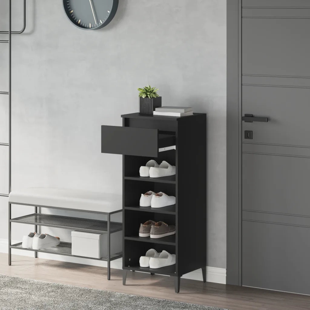 Scarpiera | Mobile per scarpe Nera 40x36x105 cm in Legno Multistrato
