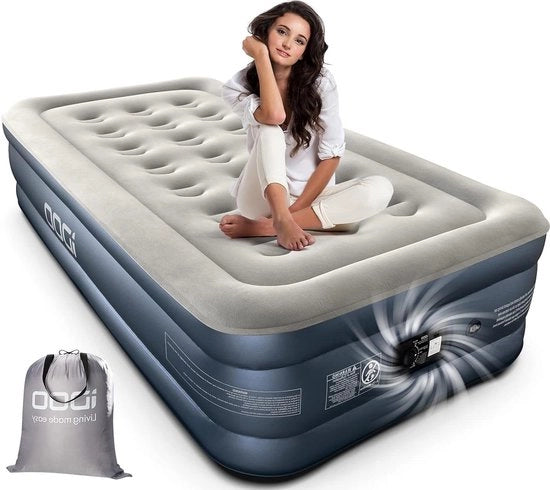 Airbed con pompa integrata - velocemente gonfiabile e sgonfiabile - ideale per le vacanze in campeggio e per le famiglie - 190 x 100 x 46 cm - massimo 250 kg - unico posto