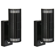 Set di 2 applique da esterno moderne per giardino con sensore di movimento, in alluminio nero design moderno