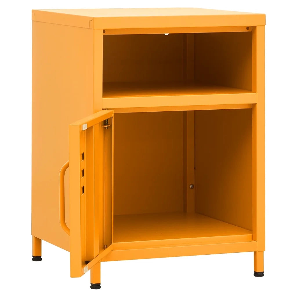 Comodino Giallo Senape 35x35x51 cm in Acciaio 336218