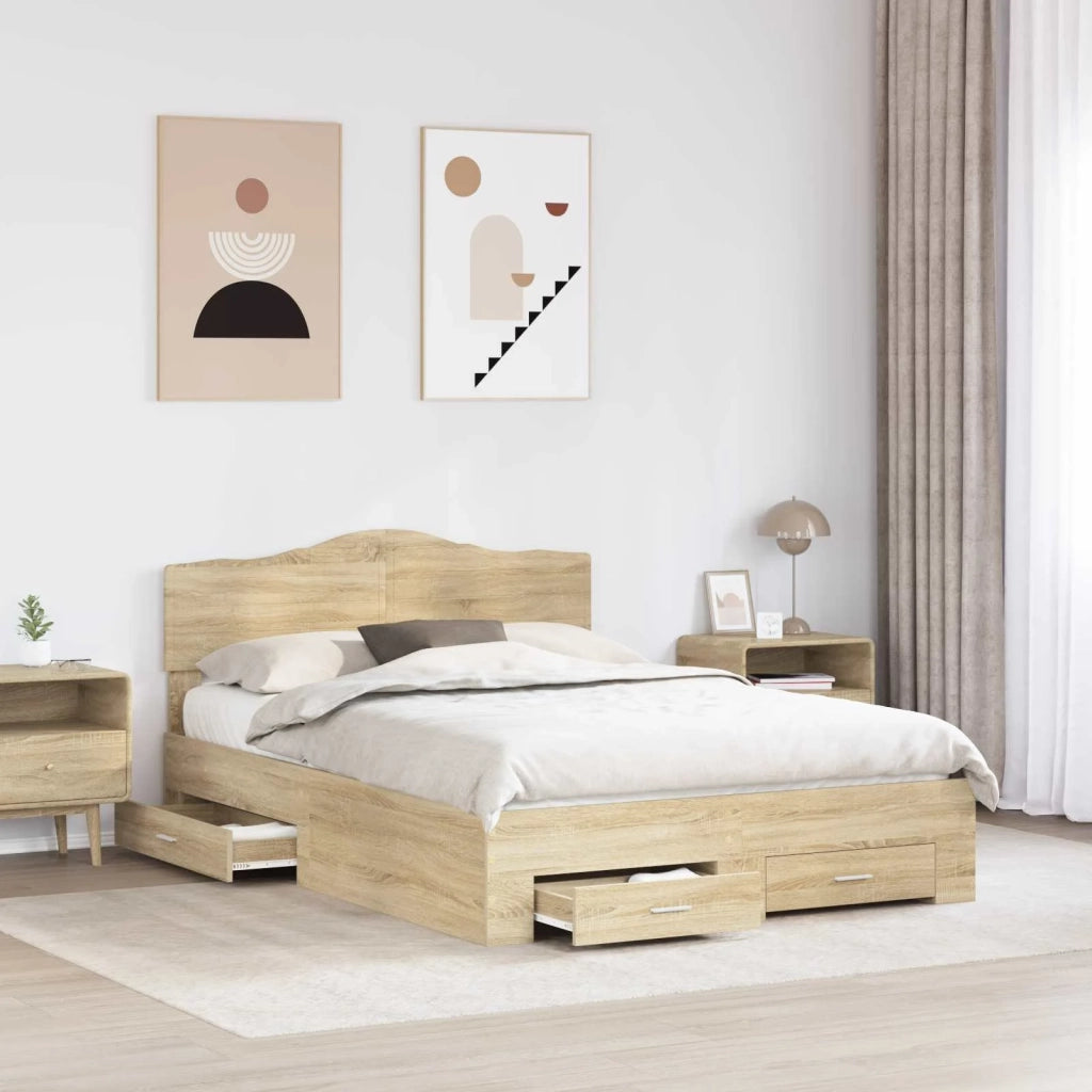 Struttura del letto con testiera Rovere Sonoma 150 x 200 cm