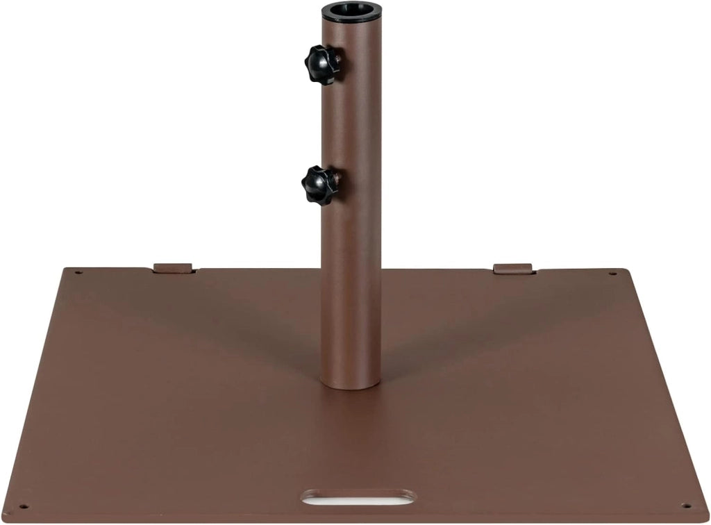 Base per Ombrellone 22,5 kg, Quadrato 60 cm, Adattatori 4/5 cm, 2 Ruote 2 Manopole Impugnatura Esterna, per Terrazza Piscina Spiaggia (Marrone)