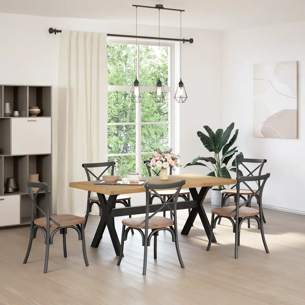 Tavolo Pranzo NOAIN Gambe a Forma X 180x90x75 cm Legno Massello 4100046