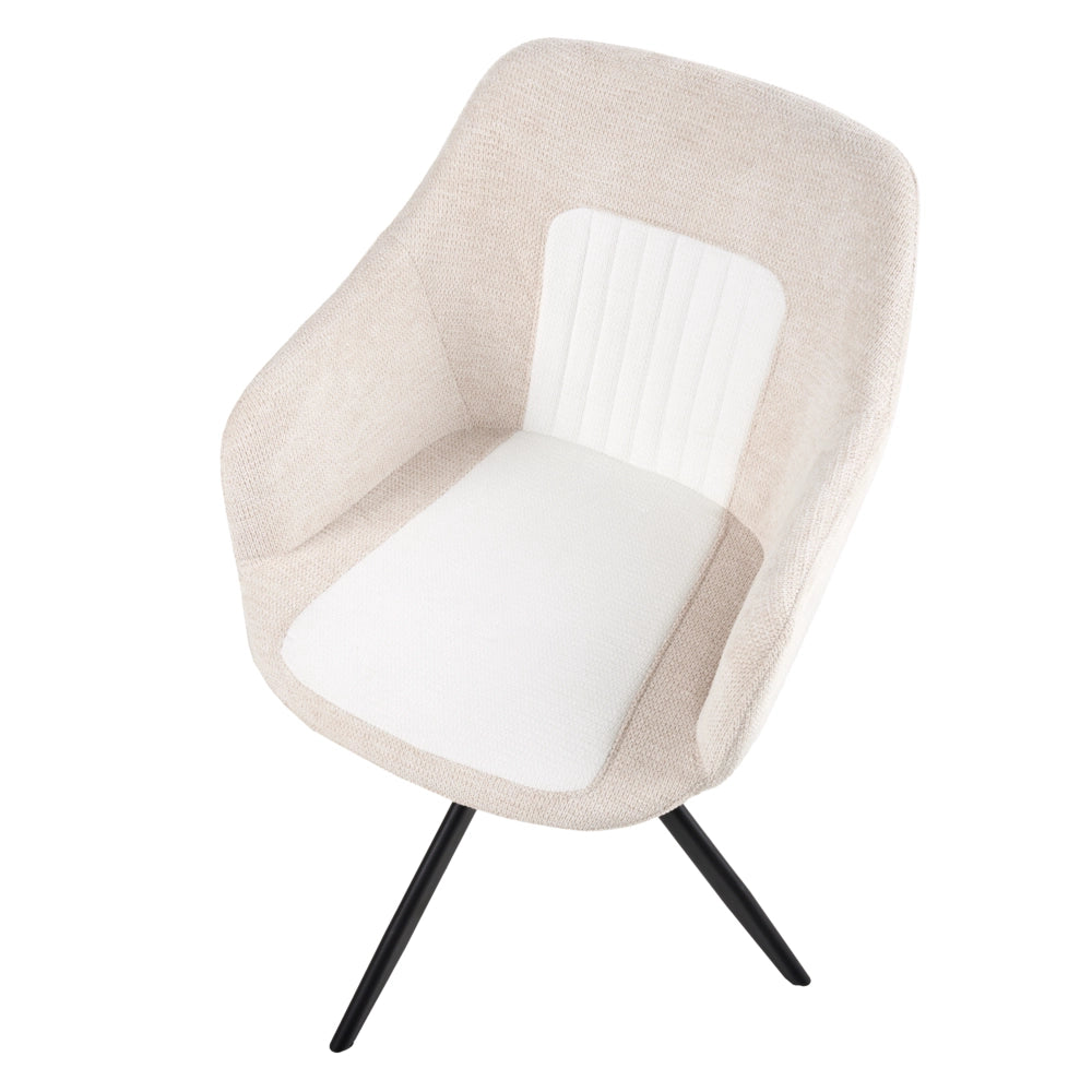 Set di 2 sedie da pranzo girevoli Rivestimento in ecopelle beige chiaro Base con gambe in metallo Sala da pranzo