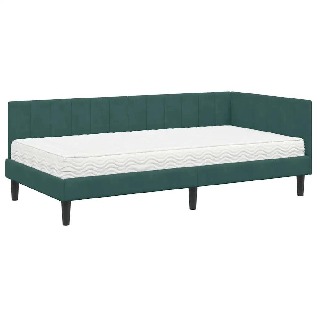 Struttura Letto Angolare con Materasso 2 pcs Verde Velluto 3393910