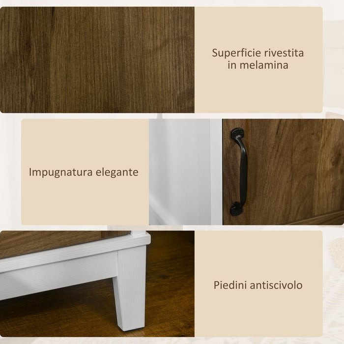 Comodino 1 Anta 1 Ripiano 38,5x35x59,7 cm in Legno Truciolare Bianco