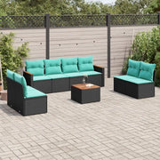 Set Divani da Giardino 9 pz con Cuscini Nero in Polyrattan 3225896