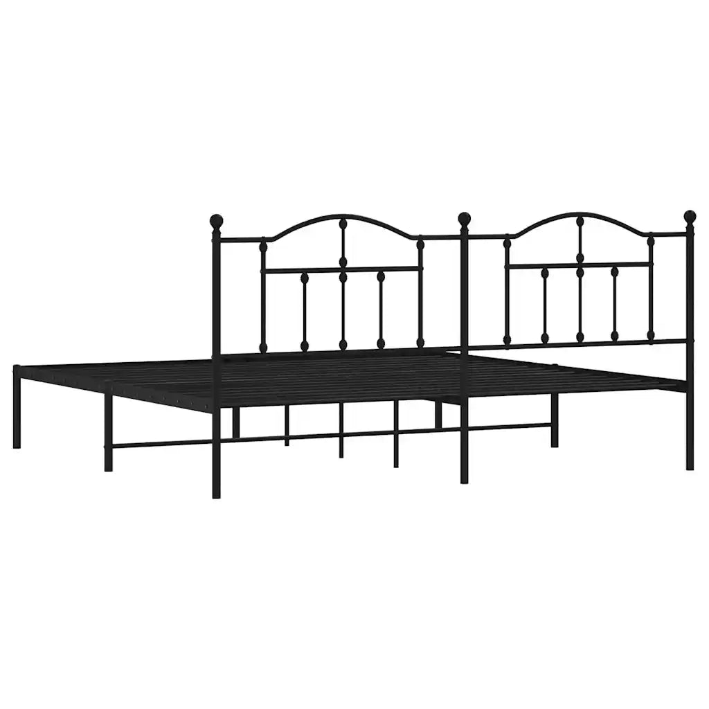 Letto matrimoniale | Letto per adulti | Giroletto con Testiera in Metallo Nero 193x203 cm