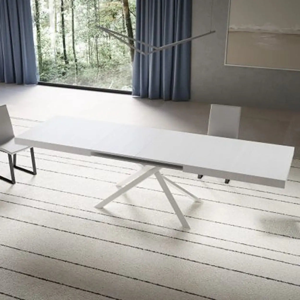Tavolo allungabile 180/440x90 cm Niket colore bianco frassino gambe bianche