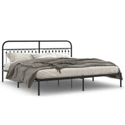 Letto matrimoniale | Letto per adulti | Giroletto con Testiera in Metallo Nero 200x200 cm