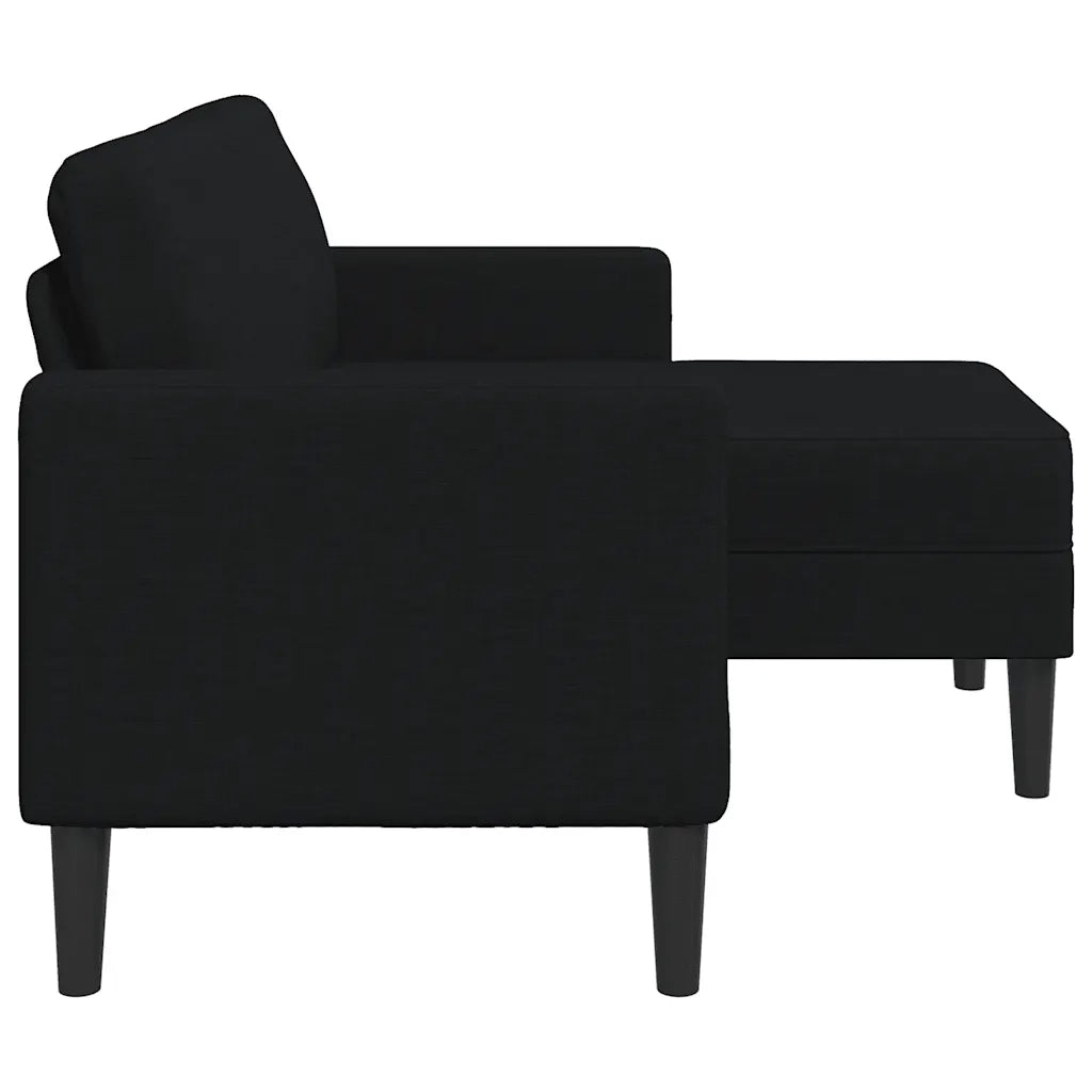 Divano 2 Posti con Chaise longue a L Nera 125 cm in Tessuto 4107063