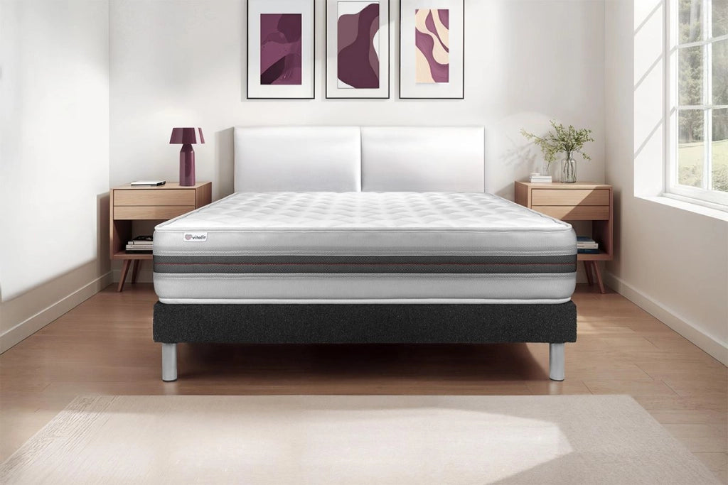 Letto con materasso VITALMEMO BACK160 x 190 cm Rete Kit Nero