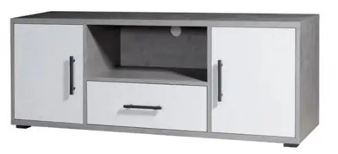 Porta TV 2 ante + cassetto ossido+bianco cemento già montato L136 H57 P40