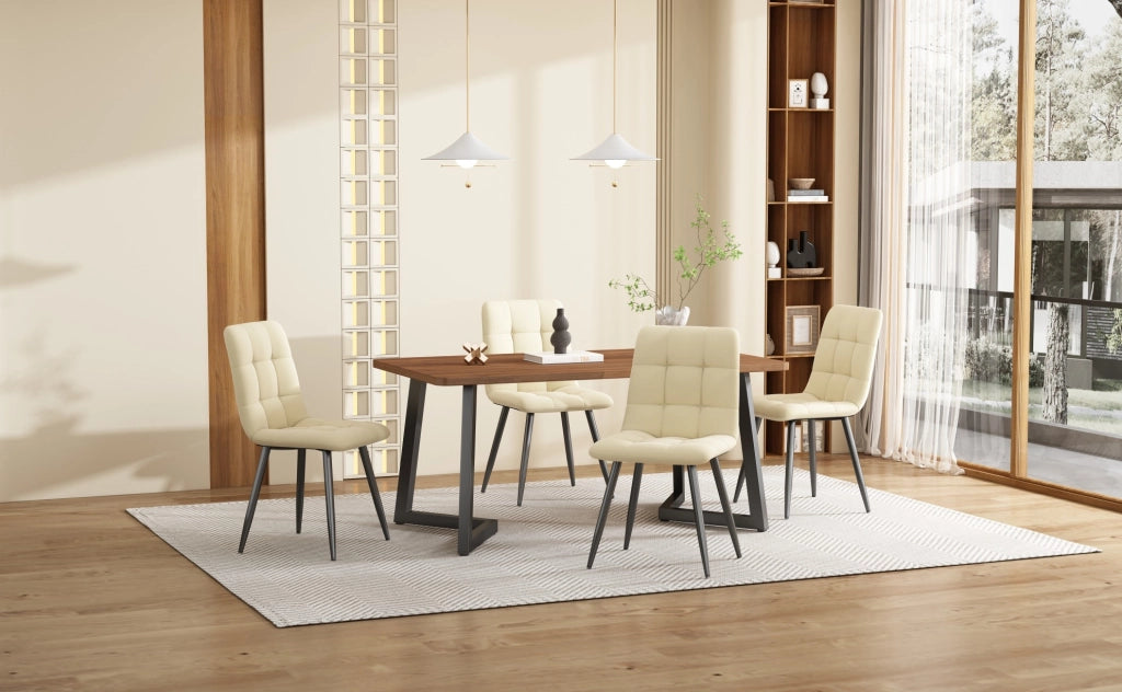 Set da pranzo 5 pezzi con tavolo MDF e 4 sedie in velluto