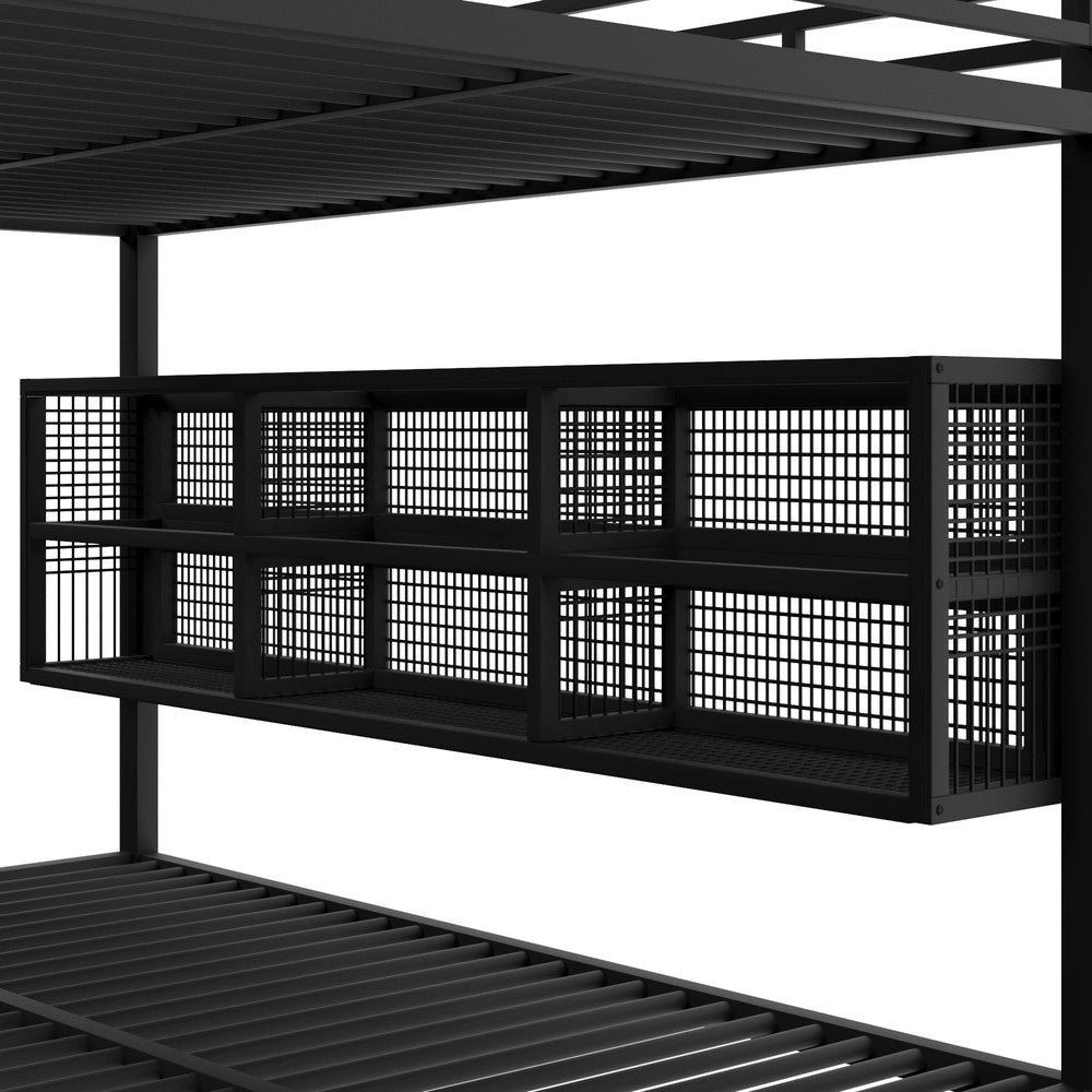 Letto a castello con contenitori e LED ¨C Minimal ¨C Nero 140x200cm