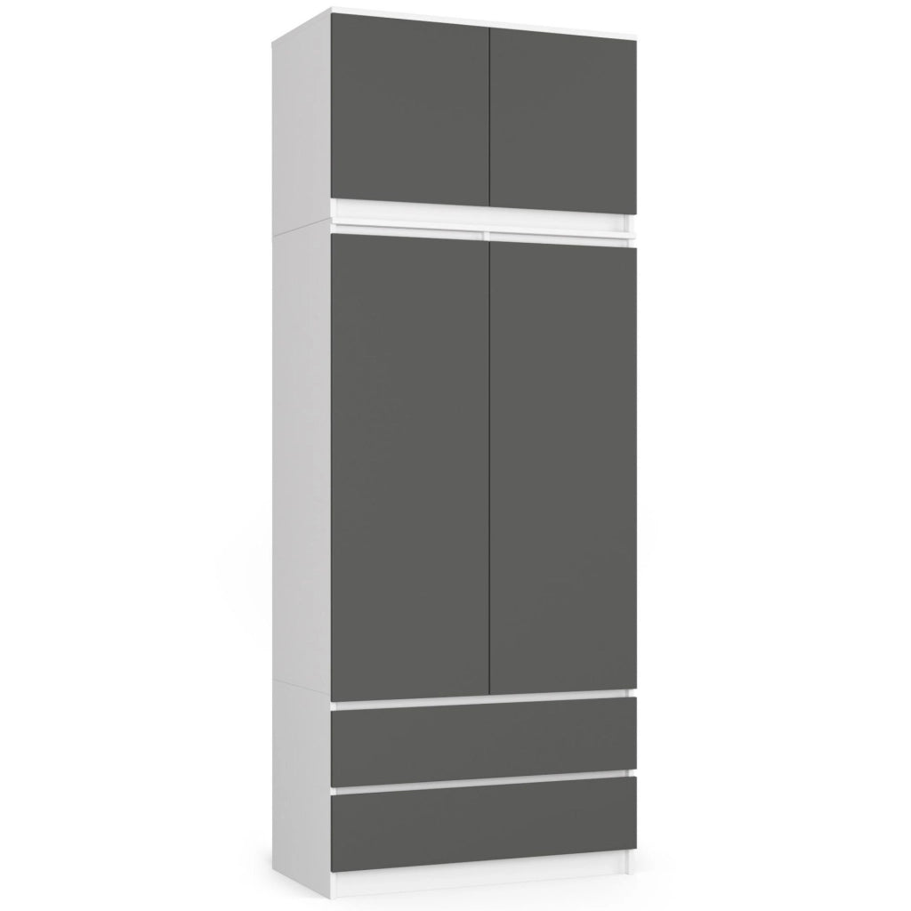Sopralzo per armadio AKORD S90 Bianco 90 cm 2 ante inserto frontale Grigio Grafite 90x51x55 cm
