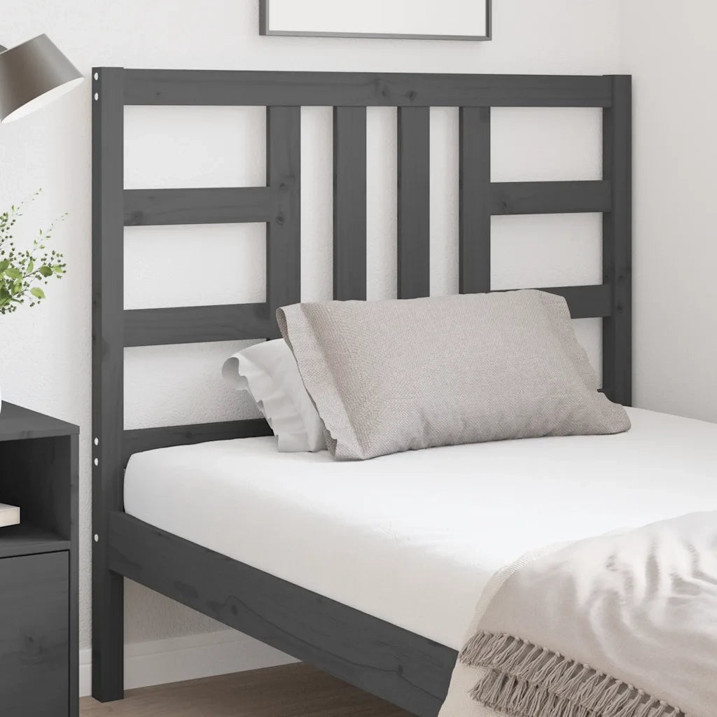 Testiera | Testata per Letto Grigia 106x4x100 cm Legno Massello di Pino