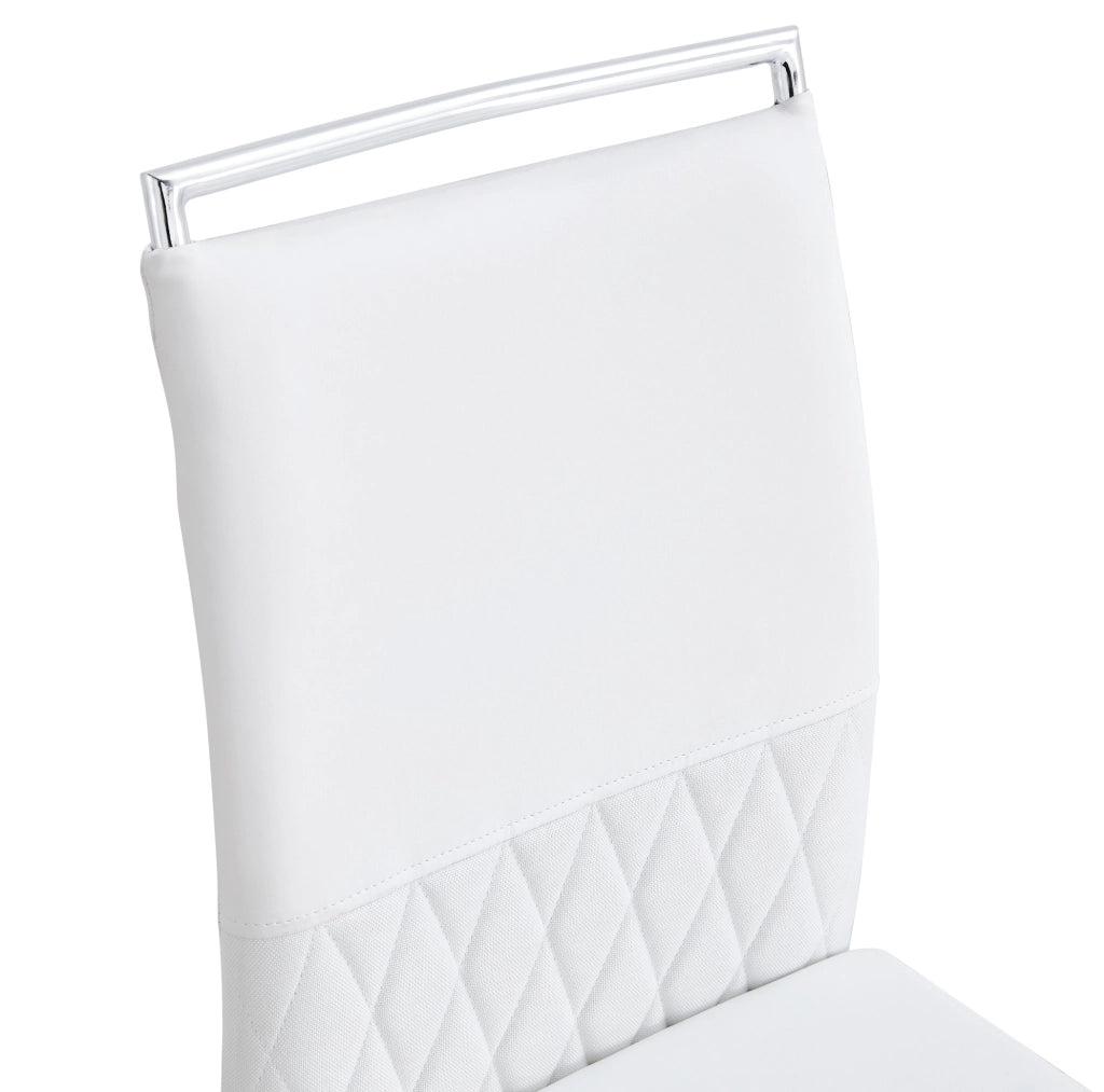 Sedia da pranzo ergonomica bianca con schienale imbottito