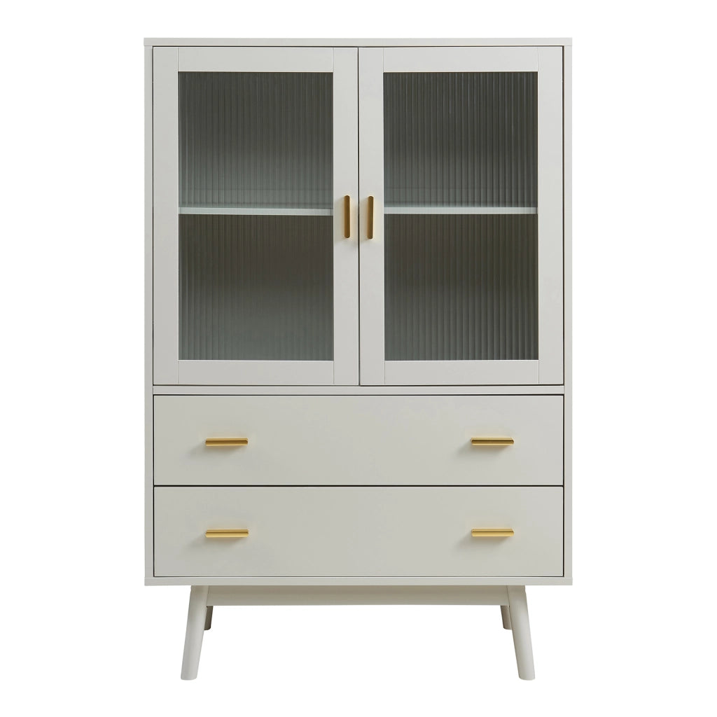 Credenza Susa con Vetrina e 2 Cassetti 120x80x40 cm Beige [en.casa]