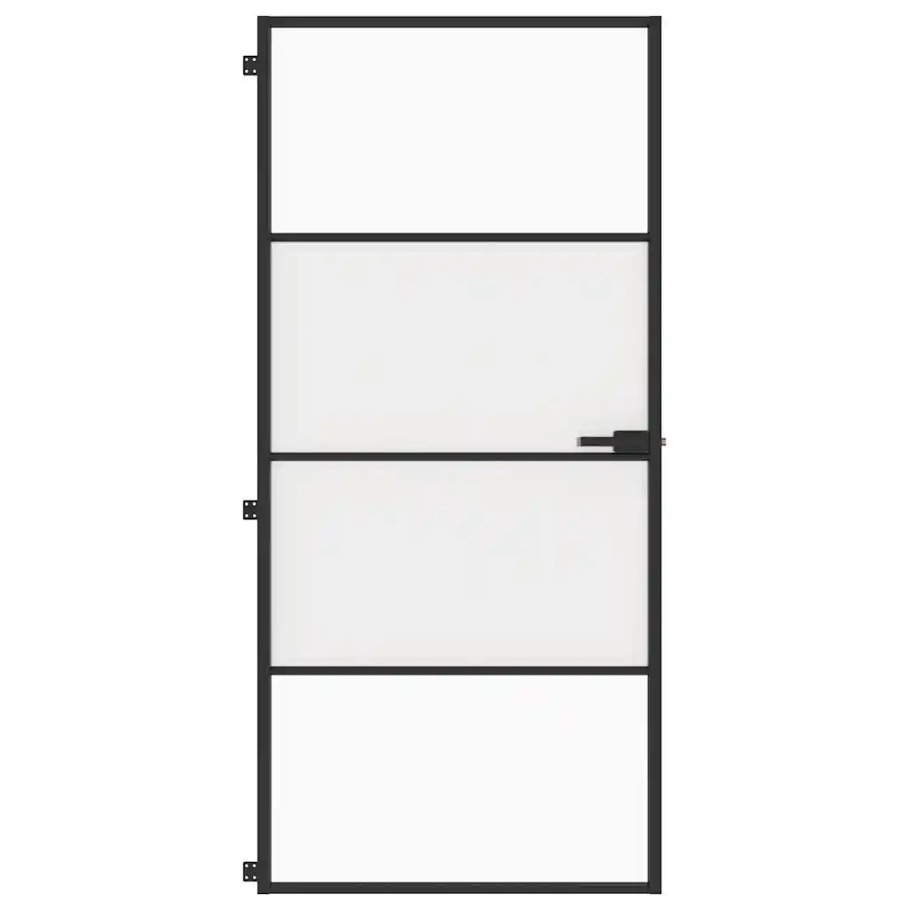 Porta Interni Sottile Nera 93x201,5cm Vetro Temperato Alluminio 155120