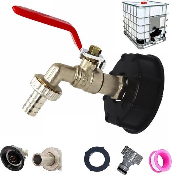 Pompa per serbatoio 1000L S60X6 IBC con connessione - Pompa con connessione di tubo - Adattatore 1/2 polliche - Kit di scarico - Pompa per giardino - Adattatore per serbatoio (1 pezzo)