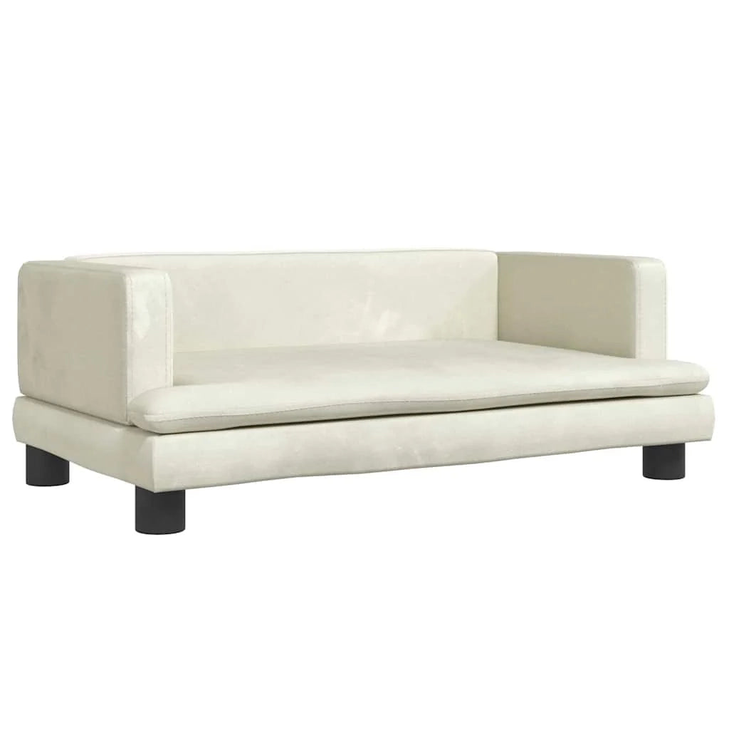 Cuccia per cani a forma di cesto comoda 80 x 45 x 30 cm velluto crema 02_0042955