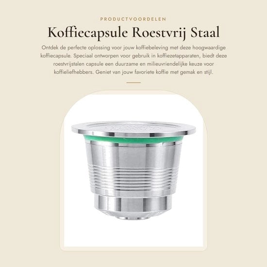 Capsula di Caffè di Alta Qualità - Materiale Inox - Contenitore per Capsule di Caffè - Sostenibile - Capacità 4-5 g - Facile da Usare - Contenitore per Capsule di Caffè