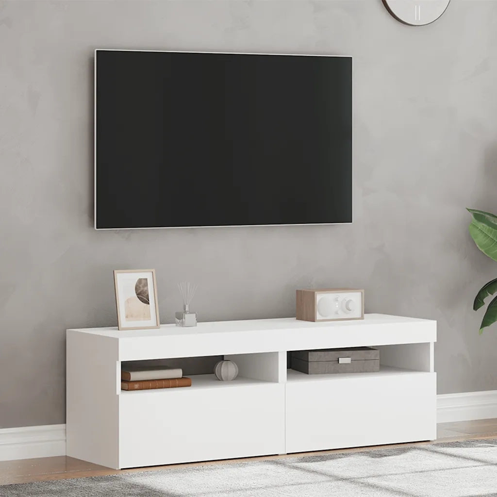 Mobili Porta TV con Luci LED 2 pz Bianchi 60x35x40 cm