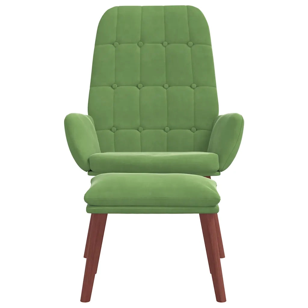 Poltrona Relax con Poggiapiedi Verde Chiaro in Velluto 3315141