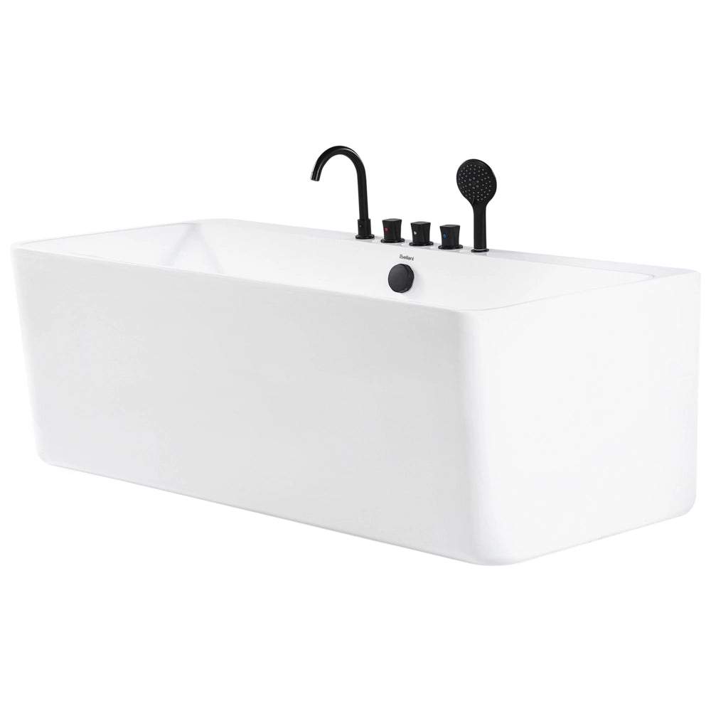 Vasca da bagno in acrilico bianco rettangolare 170 x 75 cm da appoggio a parete