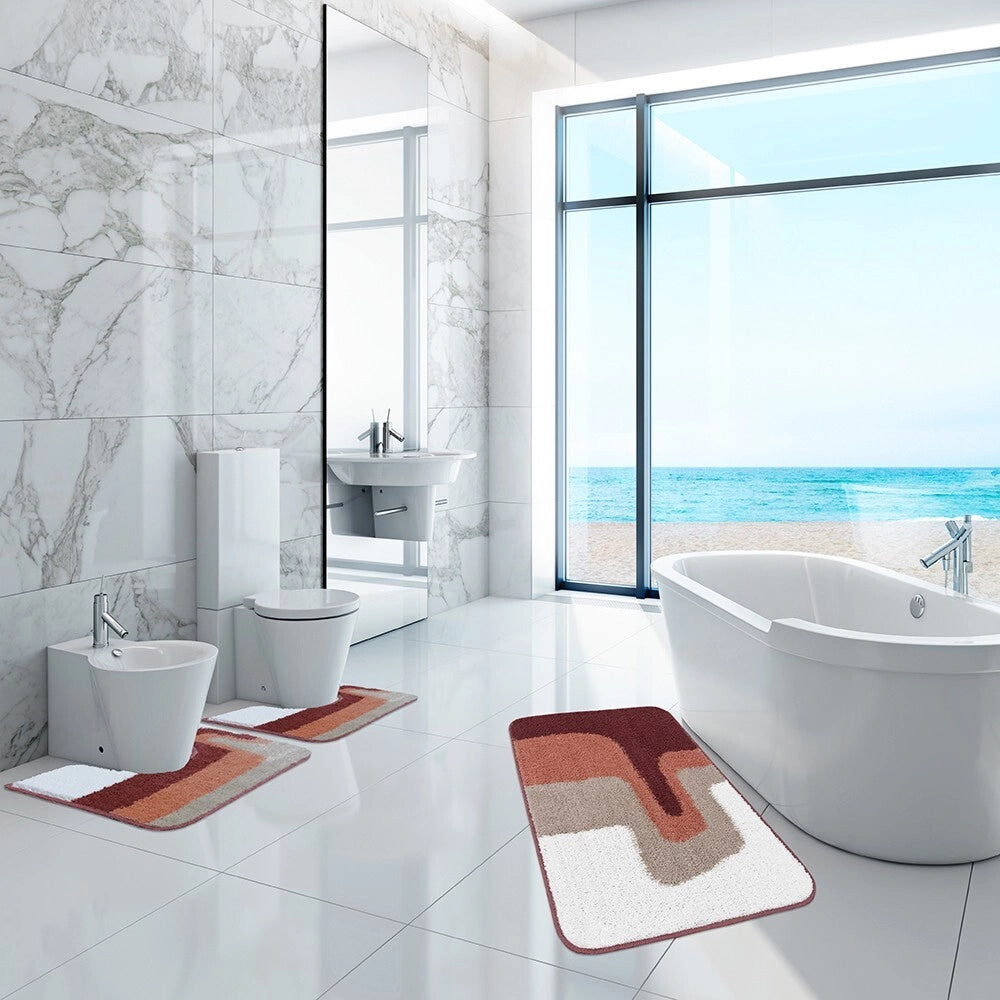Tappeto Bagno 50x80 Cm Doccia Scendiletto Pelo Raso Morbido Assorbente Antiscivolo Lavabile Terra