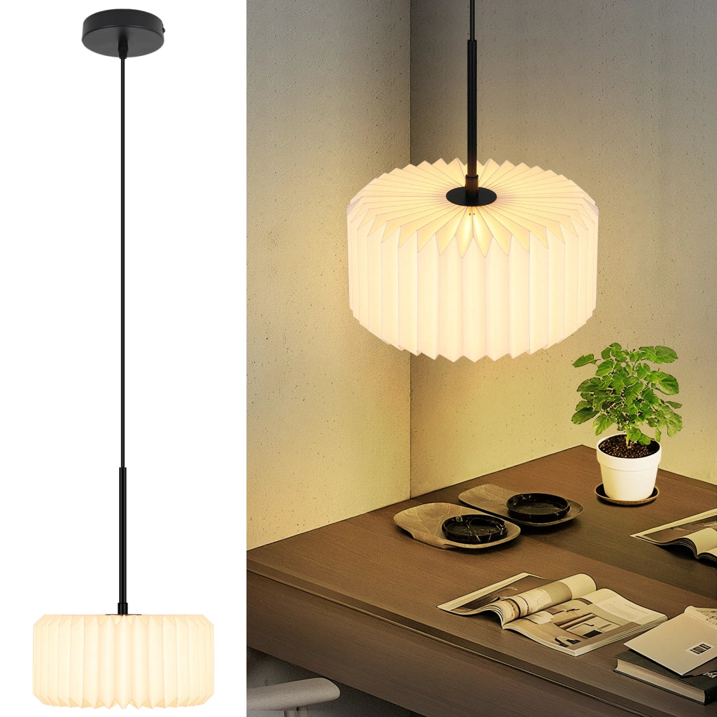 Lampada a Sospensione ZMH vintage - Paralume in carta bianca 1 luce (senza lampadina)