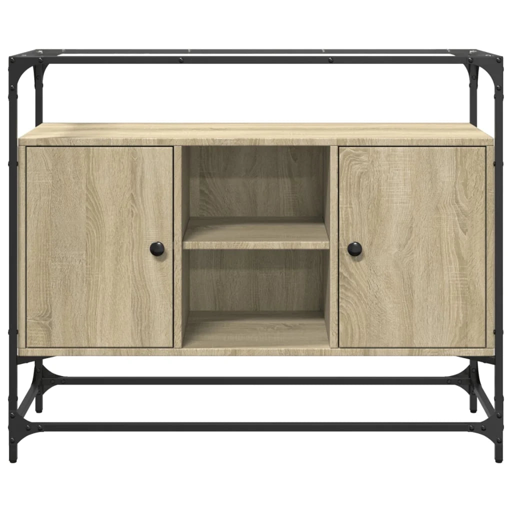Buffet credenza cassettiera armadio mobile contenitore organizer per cucina soggiorno salotto con piano in vetro Sonoma legno ingegnerizzato marrone 02_0029766