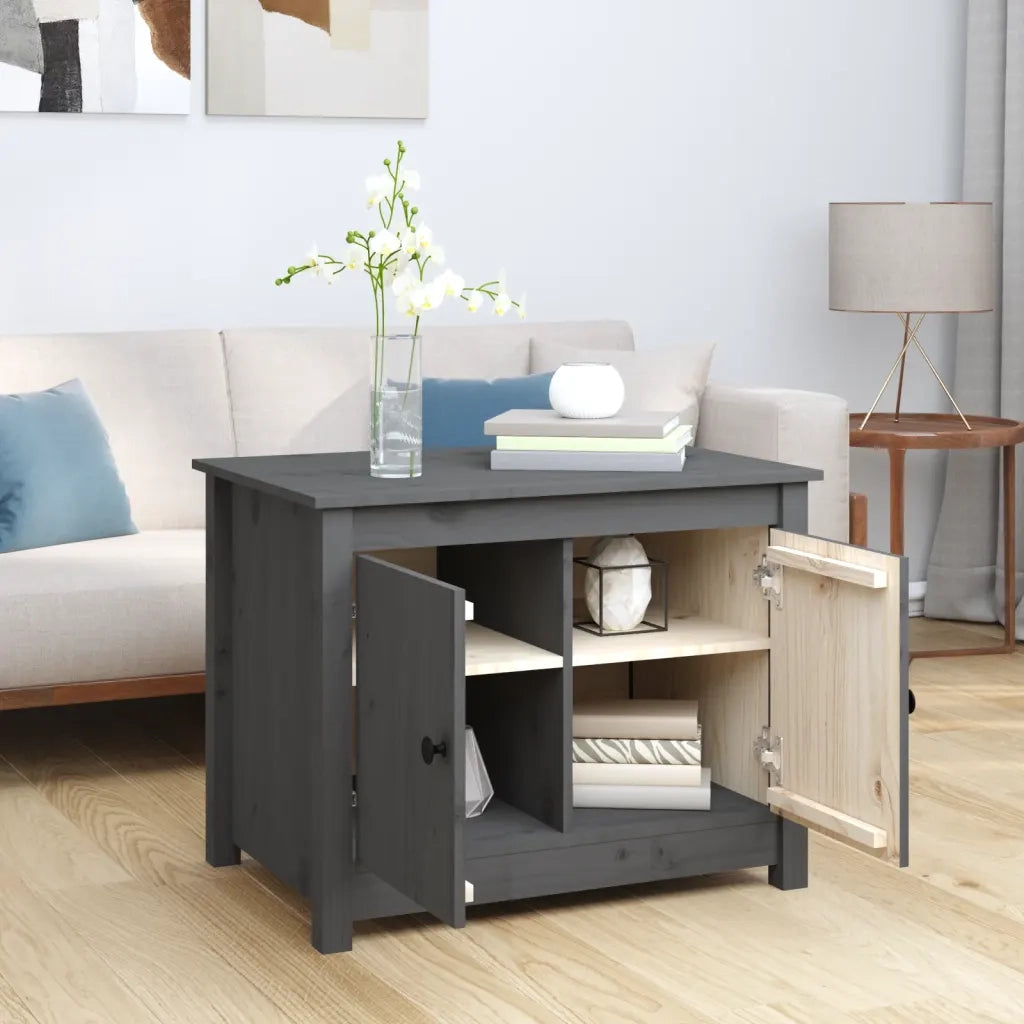 Tavolino da Salotto Grigio 71x49x55 cm Legno Massello di Pino cod mxl 26970
