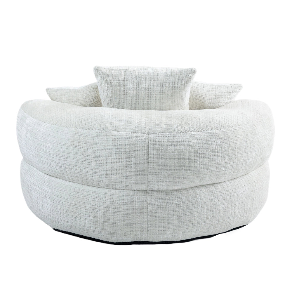 Poltrona da Pavimento Lounge con Schienale Alto e Braccioli Design Ergonomico in Ciniglia Beige 108 × 108 × 52 cm