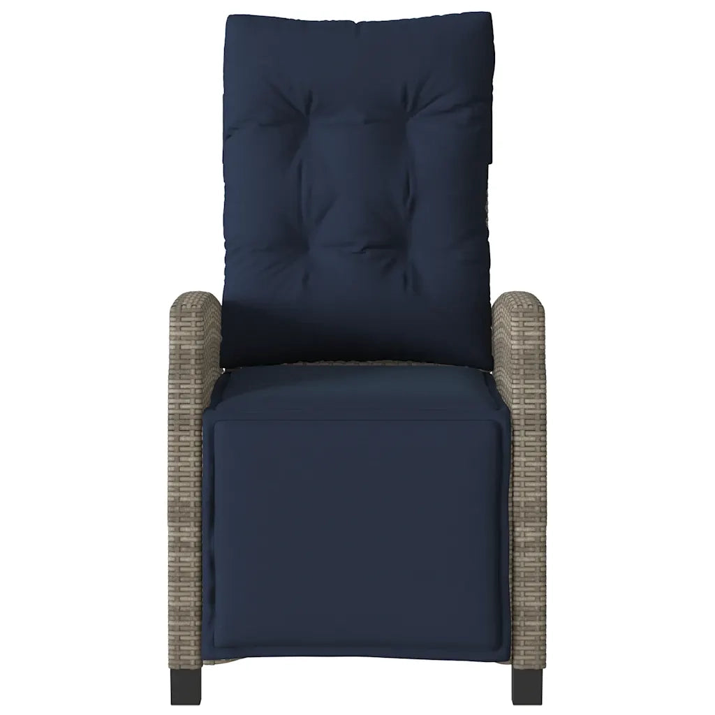 Sedia Reclinabile da Giardino con Poggiapiedi Grigia Polyrattan 365239