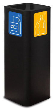 Pattumiera Per Raccolta Rifiuti 30x30xh80 cm In Acciaio Verniciato Cover a 2 Scomparti Nero