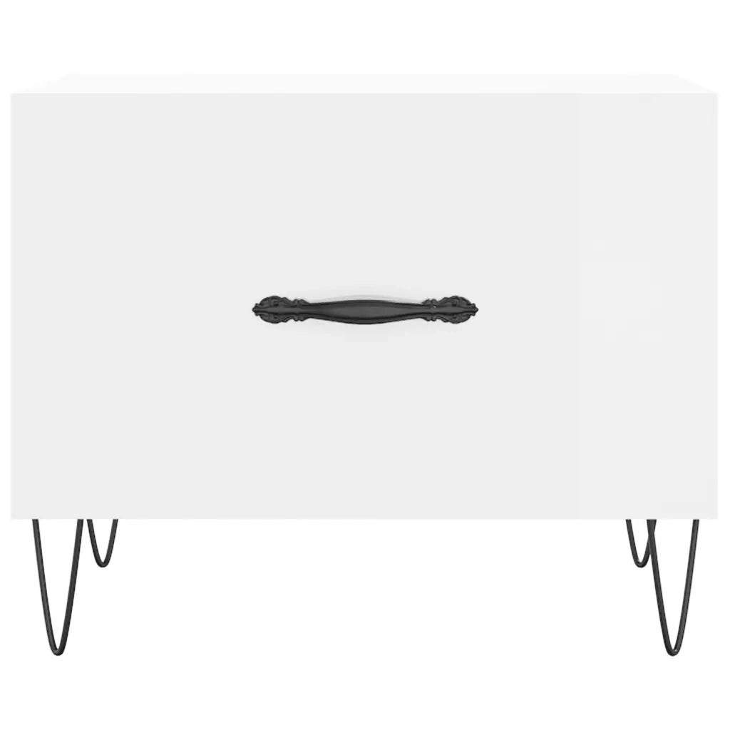 Tavolino da Salotto Bianco Lucido 50x50x40 cm Legno Multistrato 829384