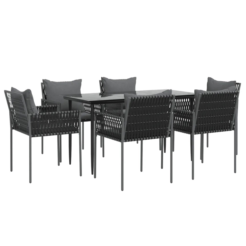 Set Pranzo da Giardino 7 pz con Cuscini in Polyrattan e Acciaiocod mxl 124545