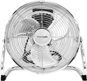 Ventilatore da Pavimento in Metallo 30cm - Cromo - 3 Velocità - 110° Oscillante con Regolazione - Circulazione Potente