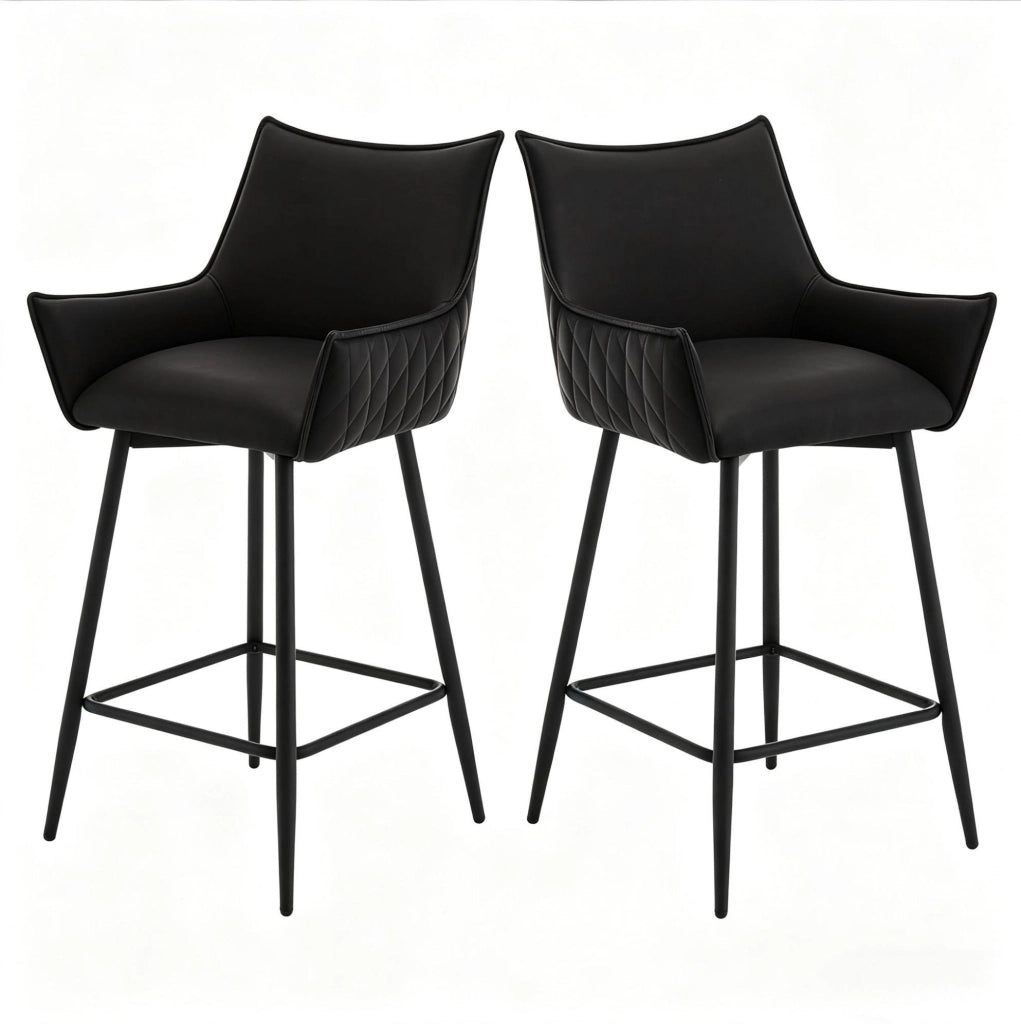 Sgabello da bar vintage ergonomico in PU e metallo, set da 2