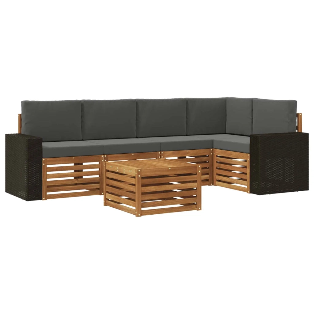 Set di divani da esterno 6 pz Naturale e Antracite Poliestere 3384393