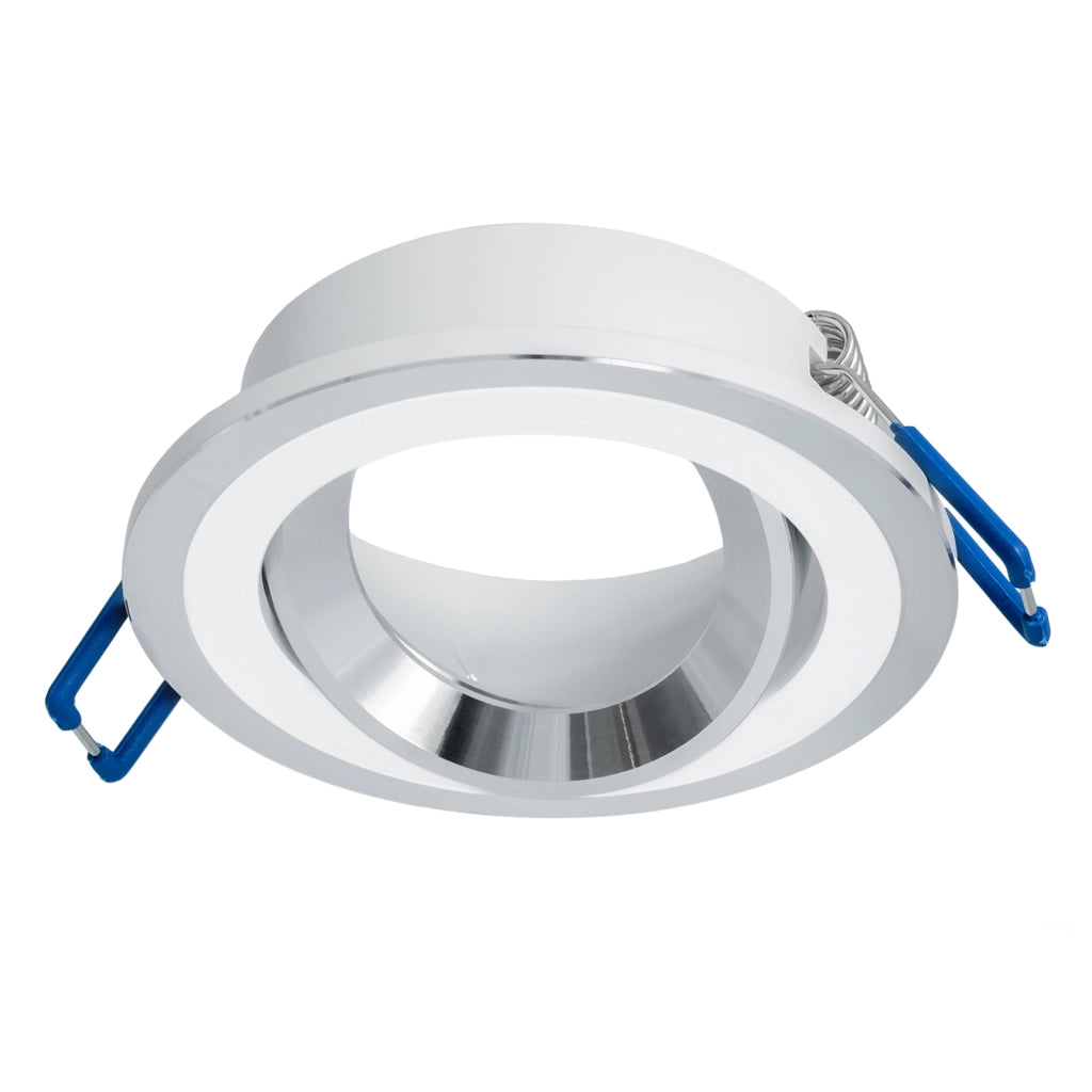Porta faretto orientabile foro incasso 7cm cornice bianco silver luci soffitto cartongesso