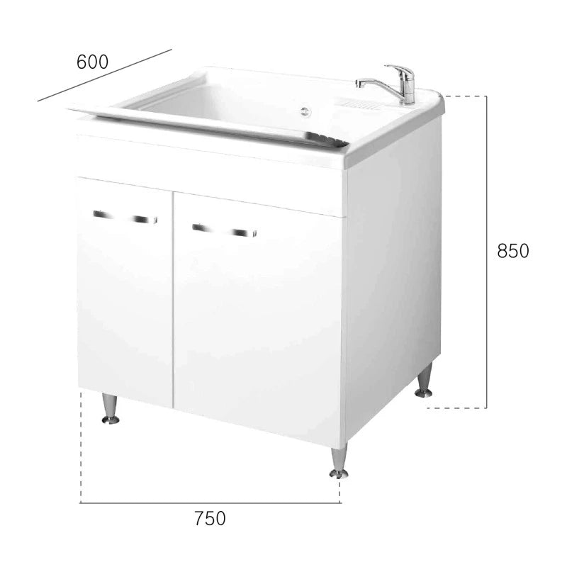 Lavatoio 75x60 tutta vasca a due ante con cesto - serie Classica