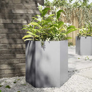 Fioriera da Giardino Esagono-Vaso da Esterno 46x40x45 cm in Acciaio Zincato