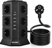 Alimentatore Verticale con 12 Prese e 5 Collegamenti USB Veloci Cavo di Estensione 2 m con Sicurezza e Interruttore Blocco di Sicurezza Multiplo 2500 W/10 A (17-EN-1)
