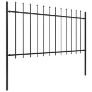Recinzione da Giardino | Recinzione da cortile con Punta a Lancia in Acciaio 537x100 cm Nera