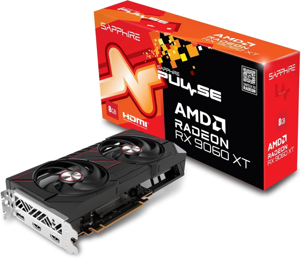 Sapphire vga radeon rx 9060 xt, pulse amd radeon rx 9060 xt gaming oc, 8gb dual hdmi / dp lite - 11350-05-20G