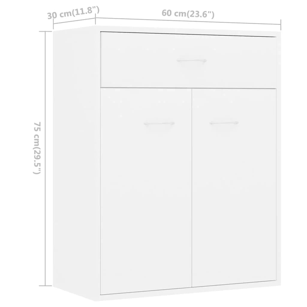 Buffet credenza cassettiera armadio mobile contenitore organizer per cucina soggiorno salotto 60 x 30 x 75 cm legno ingegnerizzato bianco 02_0030336