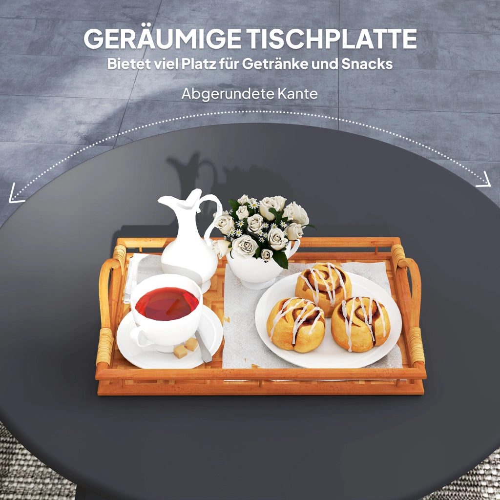 Tavolino da caff¨¨ rotondo esterno in metallo ¨C zephmum ¨C grigio scuro ?70x42 cm